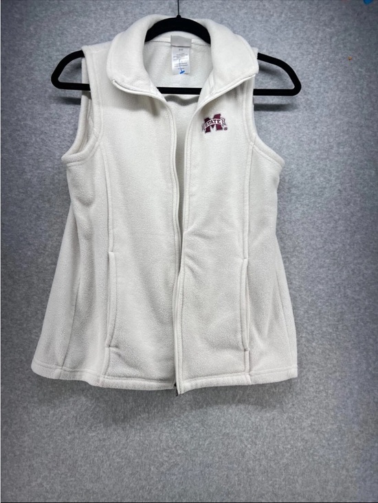 Knights Apparel Jackets & Blazers - Knights Apparel Cream Fleece Full-Zip Vest with Maroon Logo